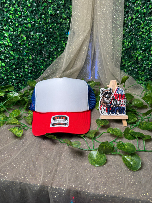 Red White and Feral Hat Patch Wholesale