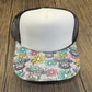 Highland Cow Flowers Single Hat Bill DTF Prints