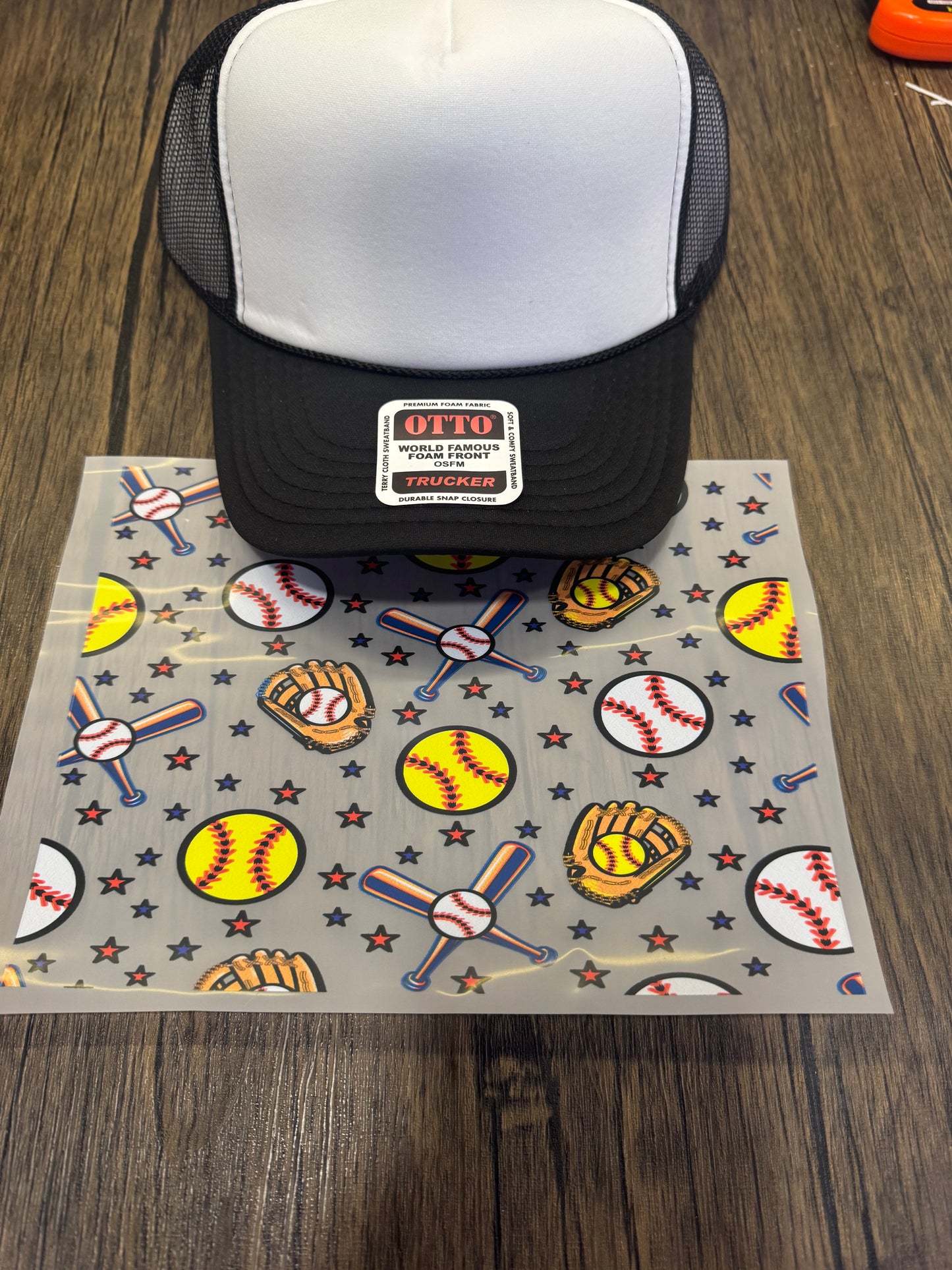Baseball Softball  Transparent Single Hat Bill DTF Prints