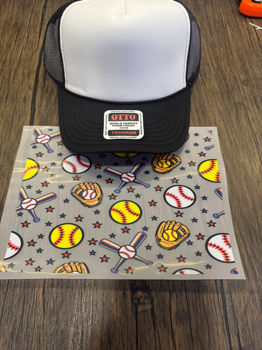 Baseball Softball  Transparent Single Hat Bill DTF Prints