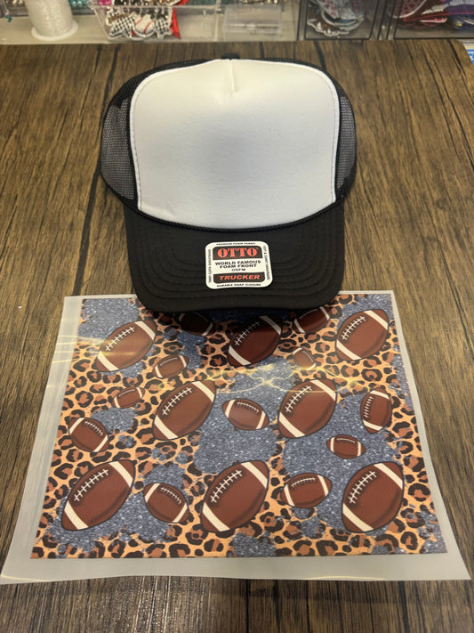Leopard and Gray Football Single Hat Bill DTF Prints
