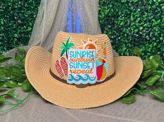 Sunrise Sunburn Sunset Repeat Woven Trucker Hat