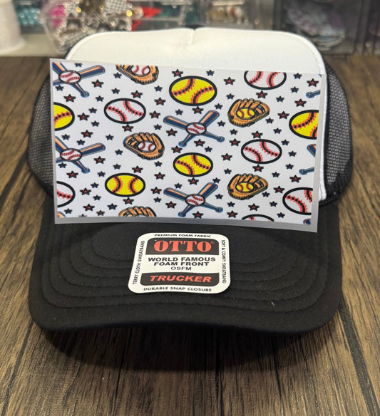 Softball Baseball Transparent Single Front Hat DTF Prints