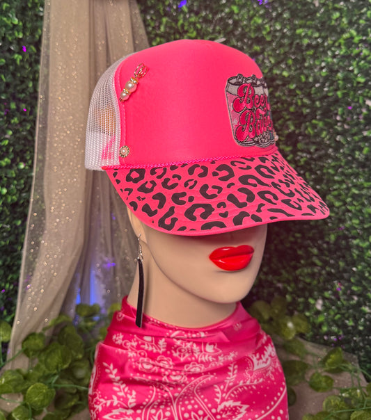 Beer Babe Leopard Trucker Hat