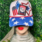 I Willie Love The USA Plaid Blue Stars Trucker Hat
