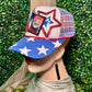 I Willie Love The USA Plaid Blue Stars Trucker Hat