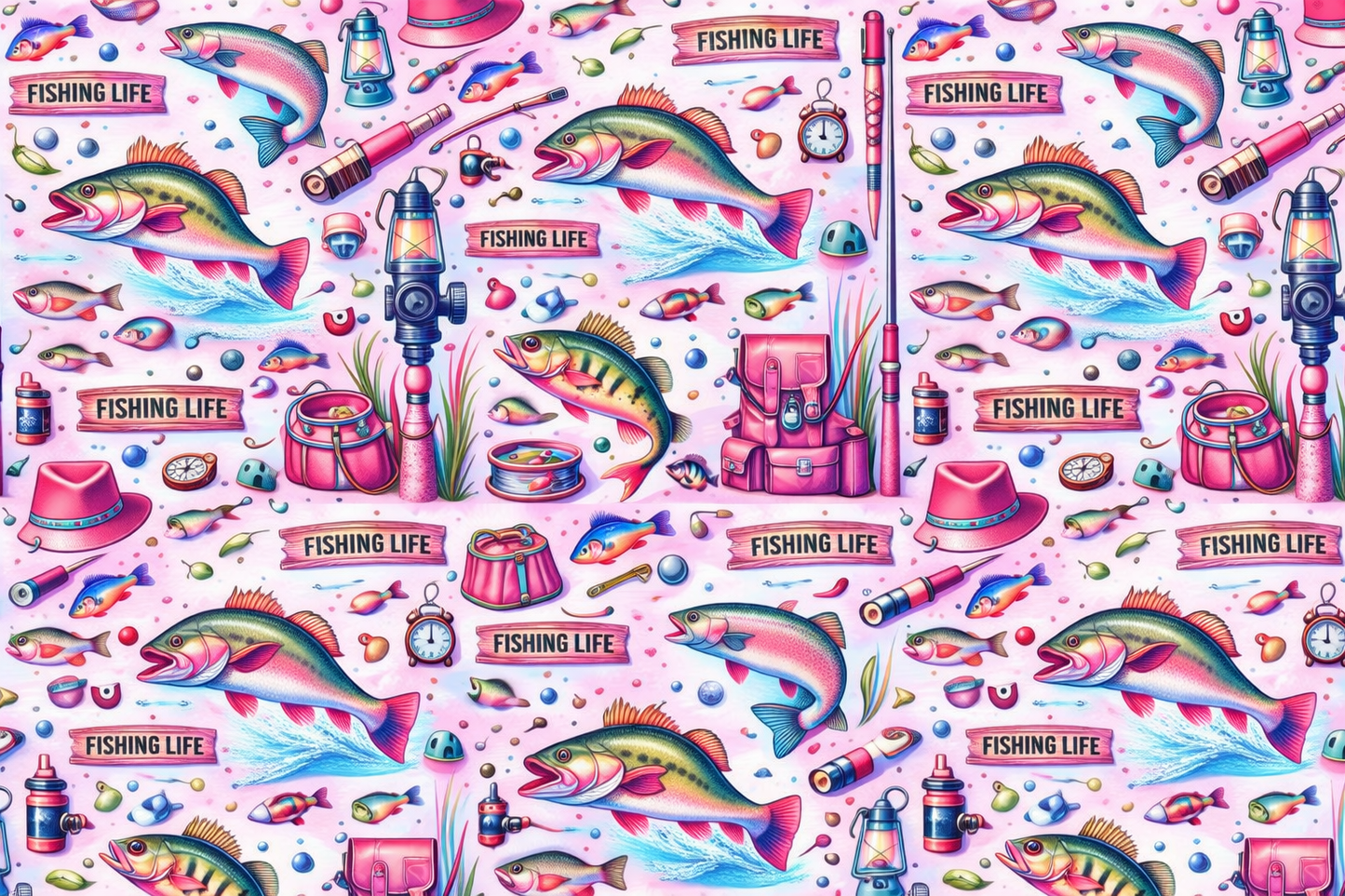 Pink Fishing Life Single Hat Bill DTF Prints