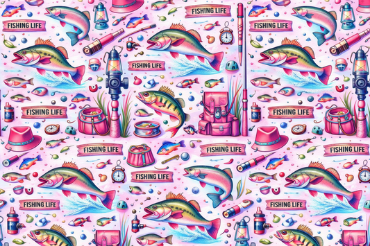 Pink Fishing Life Single Hat Bill DTF Prints