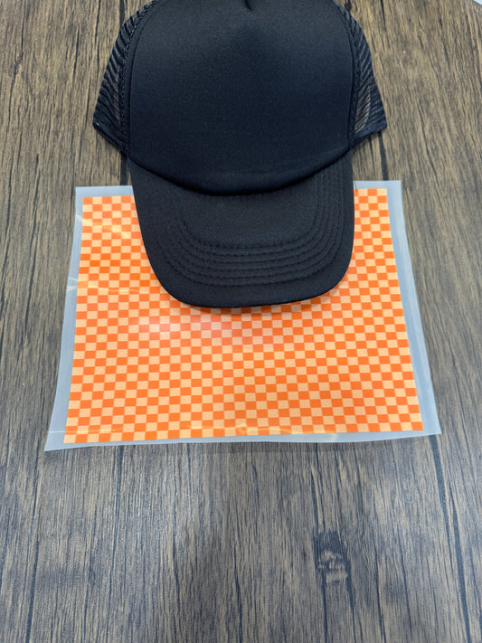 Orange Plaid Single Hat Bill DTF Prints