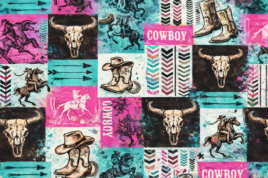 Cowboys Boots and Bulls Single Hat Bill  Prints