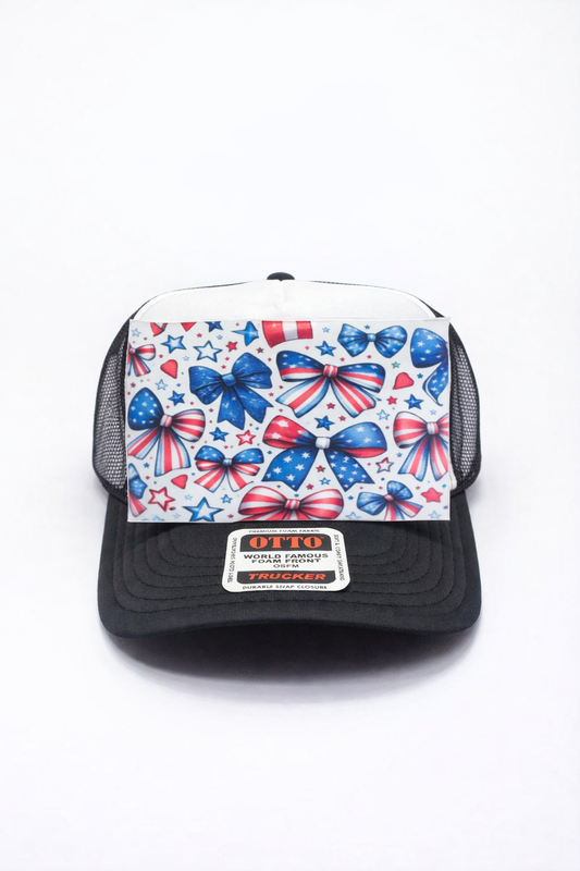 Patriotic Bow Full Front DTF Prints Hat Patch