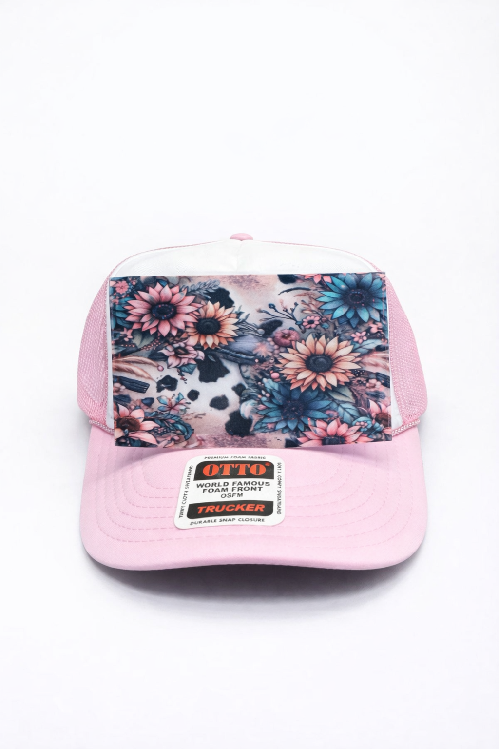 Flower Cow Print Full Front DTF Prints Hat Patch