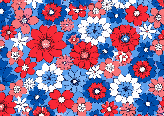 Red White and Blue Flower Design Single Hat Bill DTF Prints (Copy)