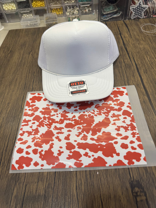 Brown Cow Print Single Hat Bill DTF Prints