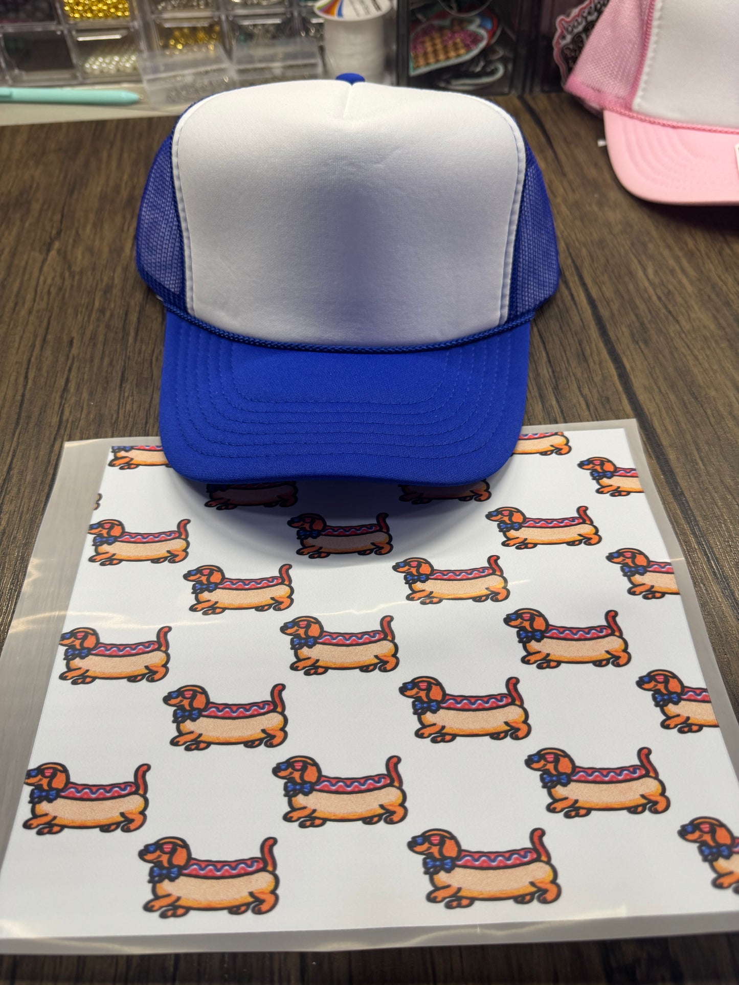 Patriotic Weenie Dog Single Hat Bill DTF Prints