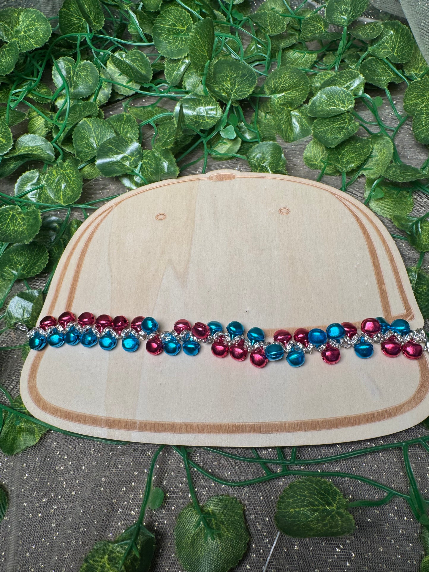 Teal and Pink Diamond Bells Hat Chain Wholesale