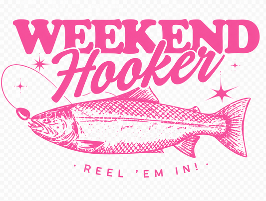 5 Color Options- Weekend Hooker Pink Full Front DTF Prints Hat Patch