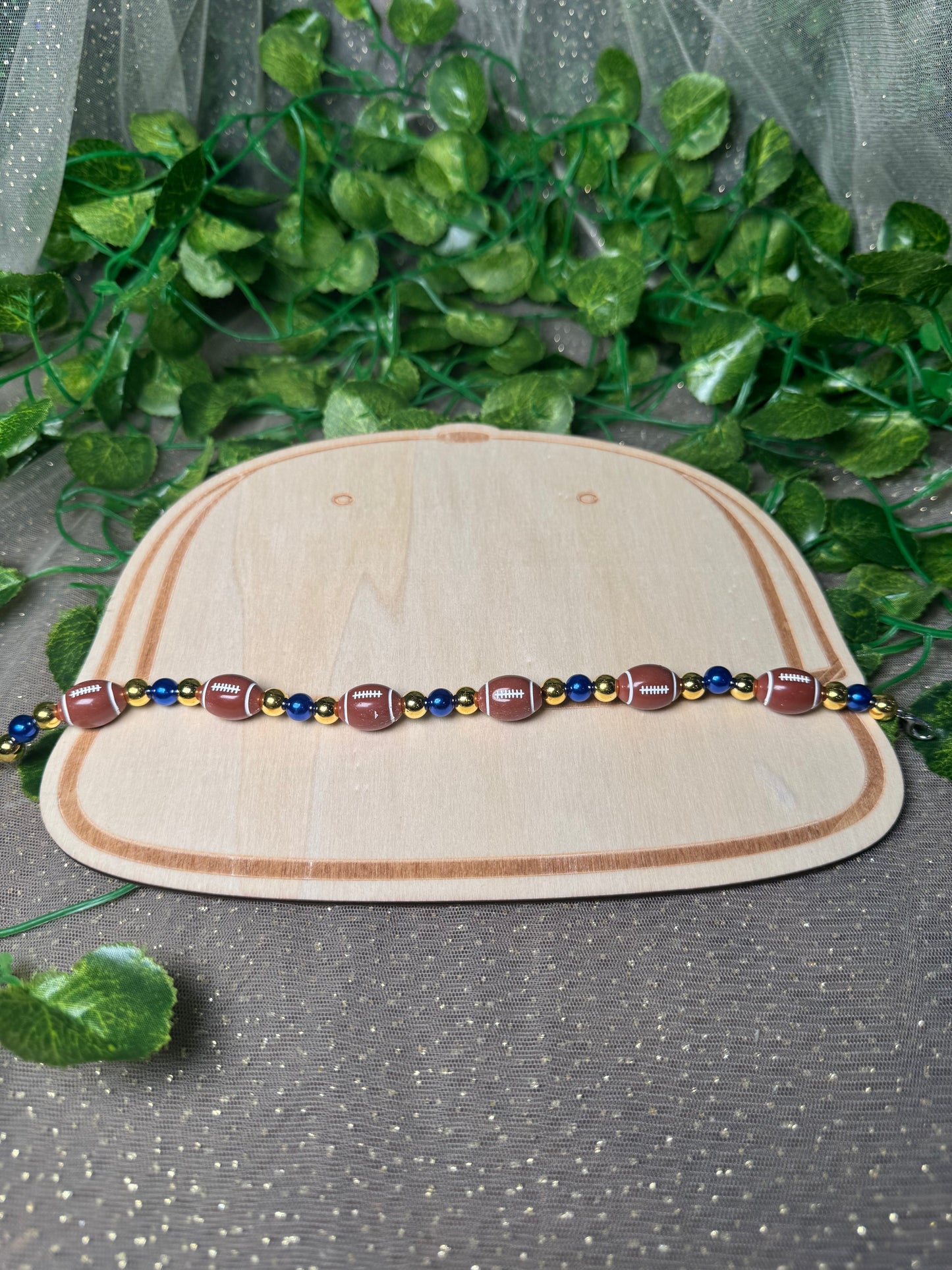 Football Chain Blue and Gold  Hat Chain Wholesale